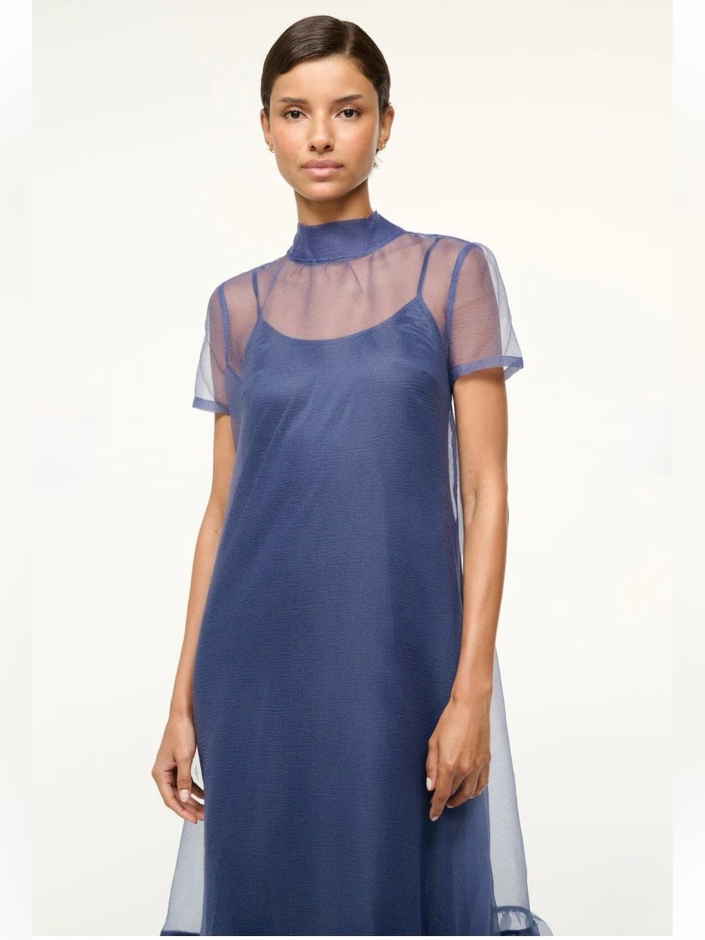 Staud Calluna Organza Gown Size S Navy Blue - Picture 13 of 14